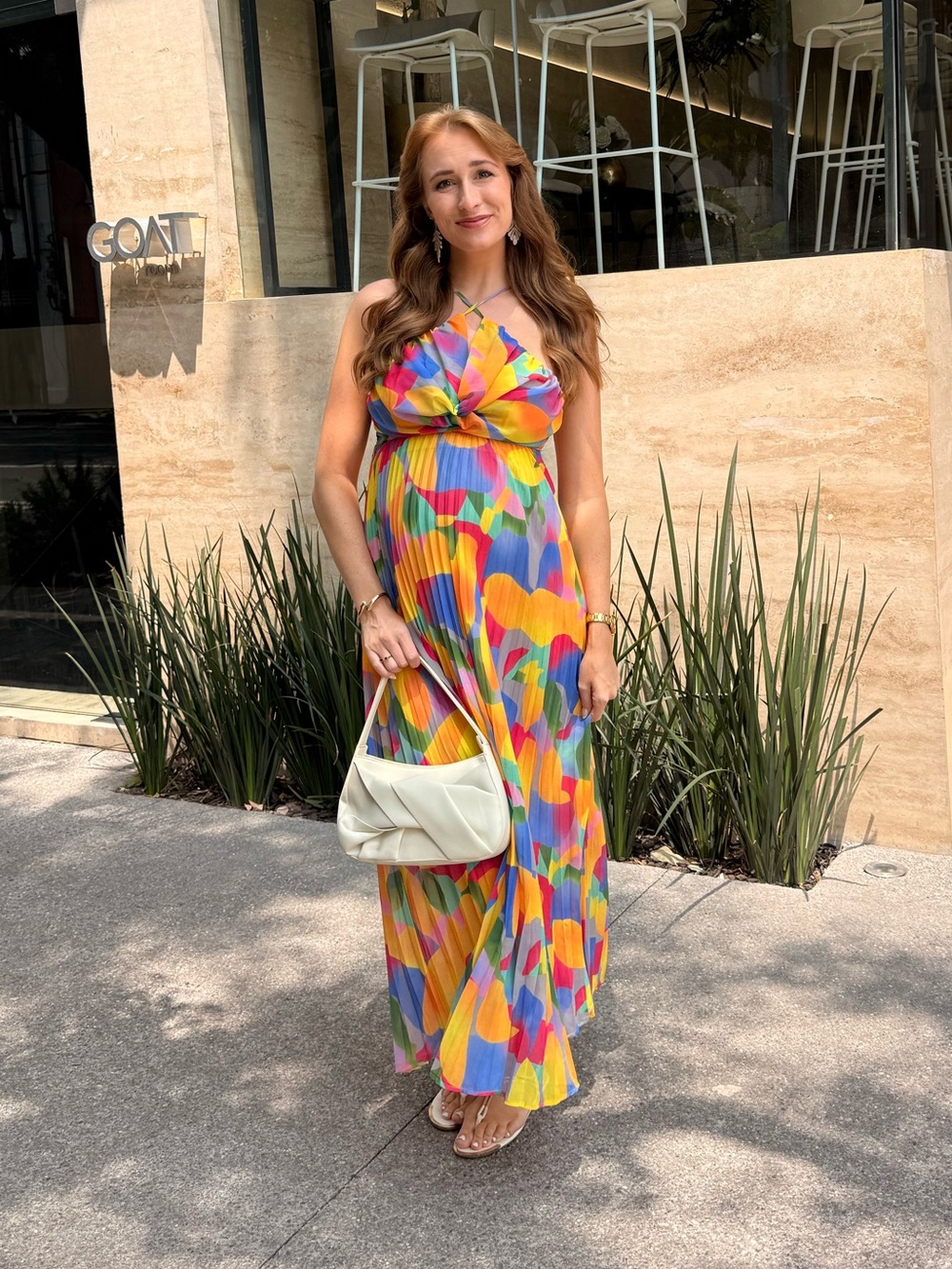 Multi-Color Halter Maxi Dress - Vibrant Summer Pattern